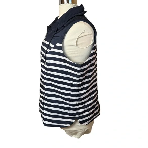 CJ Banks Navy White Striped Reversible Vest 2X Outdoor Nautical Coastal Classic - Picture 3 of 12
